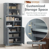 Tall Bathroom Cabinet with Acrylic Doors and Adjustable Shelves-Grey