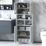 Tall Bathroom Cabinet with Acrylic Doors and Adjustable Shelves-White