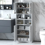 Tall Bathroom Cabinet with Acrylic Doors and Adjustable Shelves-White