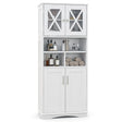 Tall Bathroom Cabinet with Acrylic Doors and Adjustable Shelves-White