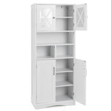 Tall Bathroom Cabinet with Acrylic Doors and Adjustable Shelves-White