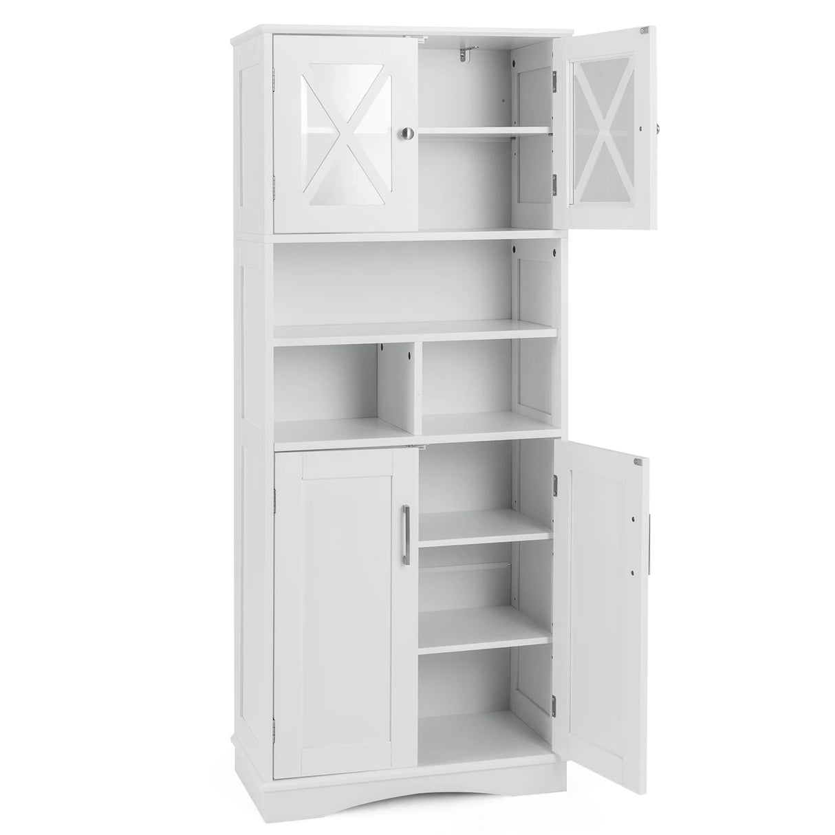 Tall Bathroom Cabinet with Acrylic Doors and Adjustable Shelves-White