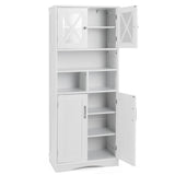 Tall Bathroom Cabinet with Acrylic Doors and Adjustable Shelves-White