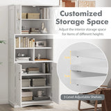 Tall Bathroom Cabinet with Acrylic Doors and Adjustable Shelves-White