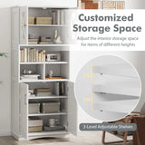 Tall Bathroom Cabinet with Acrylic Doors and Adjustable Shelves-White