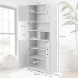 Tall Bathroom Cabinet with Acrylic Doors and Adjustable Shelves-White