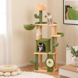 63 Inch Cactus Cat Tree with Sisal Scratching Posts and Board for Indoor Cats