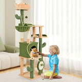 63 Inch Cactus Cat Tree with Sisal Scratching Posts and Board for Indoor Cats