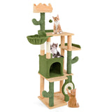 63 Inch Cactus Cat Tree with Sisal Scratching Posts and Board for Indoor Cats