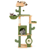 63 Inch Cactus Cat Tree with Sisal Scratching Posts and Board for Indoor Cats