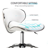 HOMCOM Adjustable Rolling Swivel Beauty Salon Chair, Stool for Spa, Technician - White