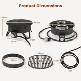 Camping 44cm 58000 BTU Propane Firepit Portable Gas Fire Pit