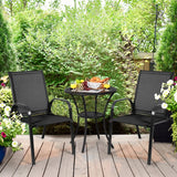 2 Pieces Patio Outdoor Dining Chair with Armrest-Black