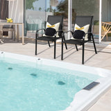 2 Pieces Patio Outdoor Dining Chair with Armrest-Black