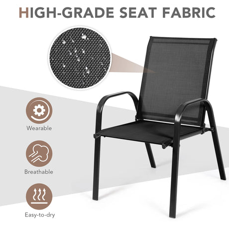 2 Pieces Patio Outdoor Dining Chair with Armrest-Black