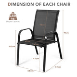 2 Pieces Patio Outdoor Dining Chair with Armrest-Black