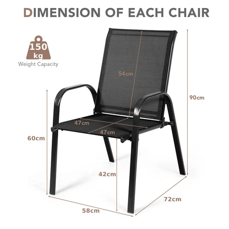 2 Pieces Patio Outdoor Dining Chair with Armrest-Black