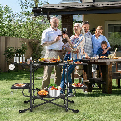 Folding Portable Outdoor Cook Station with Heat-Resistant Aluminum Tabletop