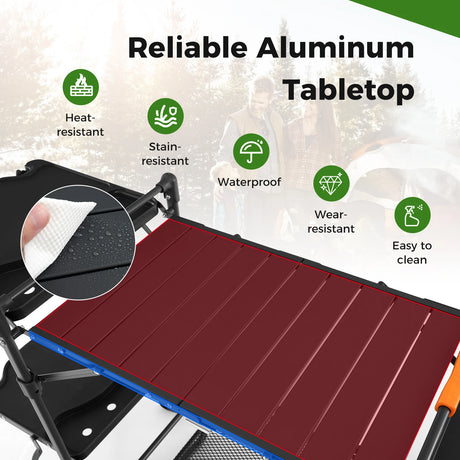 Folding Portable Outdoor Cook Station with Heat-Resistant Aluminum Tabletop