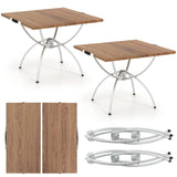 2 Pack Folding Camping Table Extendable Lightweight Picnic Table-Natural