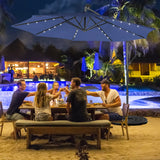 10 Feet Patio Solar Powered Cantilever Umbrella with Tilting System-Navy