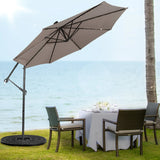10 Feet Patio Solar Powered Cantilever Umbrella with Tilting System-Coffee