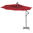 10 Feet Patio Solar Powered Cantilever Umbrella with Tilting System-Wine