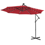 10 Feet Patio Solar Powered Cantilever Umbrella with Tilting System-Wine