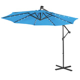 10 Feet Patio Solar Powered Cantilever Umbrella with Tilting System-Blue