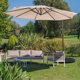 10 Feet Patio Solar Powered Cantilever Umbrella with Tilting System-Beige