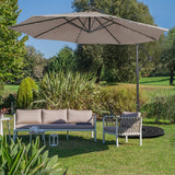 10 Feet Patio Solar Powered Cantilever Umbrella with Tilting System-Coffee