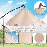 10 Feet Patio Solar Powered Cantilever Umbrella with Tilting System-Beige