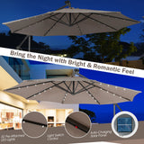 10 Feet Patio Solar Powered Cantilever Umbrella with Tilting System-Coffee