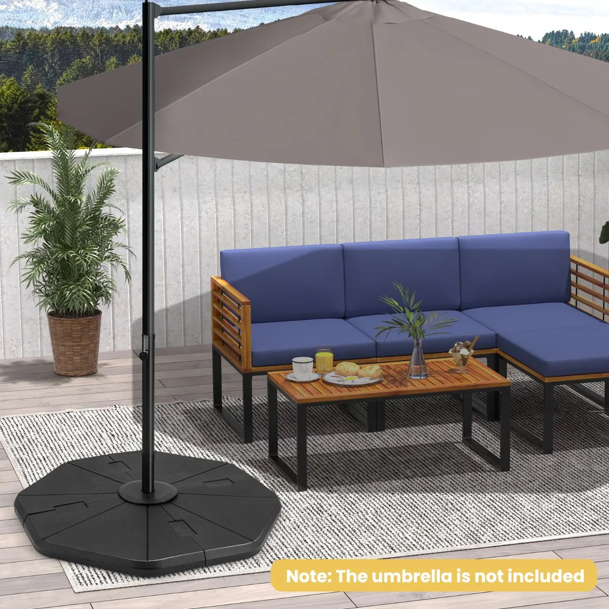 4-Piece Fillable Umbrella Base Stand for Garden Yard Poolside
