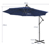 10 Feet Patio Solar Powered Cantilever Umbrella with Tilting System-Navy