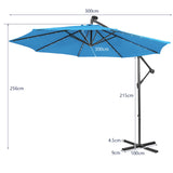 10 Feet Patio Solar Powered Cantilever Umbrella with Tilting System-Blue