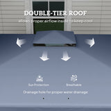 Outsunny 3 x 3(m) Patio Gazebo Canopy Garden Pavilion Tent Shelter Marquee with 2 Tier Roof, Netting and Curtains, Dark Blue
