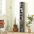 HOMCOM 204 CD Tall Narrow Media Storage Tower - Cement Grey