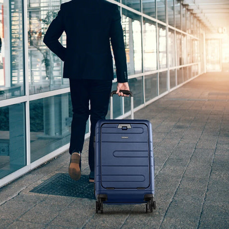 20 Inch Carry-on Luggage PC Hardside Suitcase TSA Lock with Front Pocket and USB Port-Navy