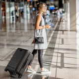 20 Inch Carry-on Luggage PC Hardside Suitcase TSA Lock with Front Pocket and USB Port-Black