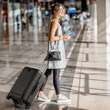 20 Inch Carry-on Luggage PC Hardside Suitcase TSA Lock with Front Pocket and USB Port-Black