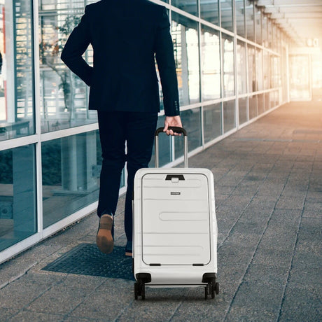 20 Inch Carry-on Luggage PC Hardside Suitcase TSA Lock with Front Pocket and USB Port-White