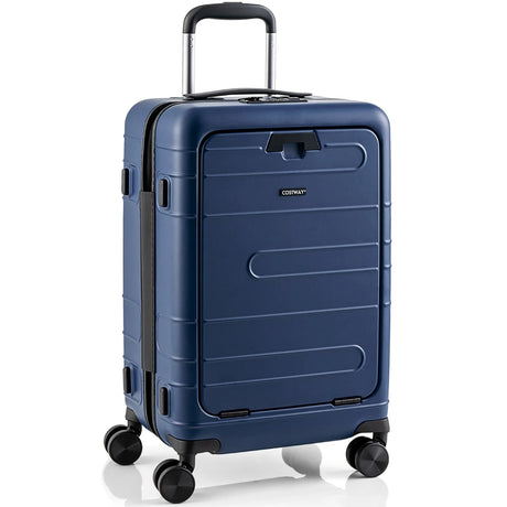 20 Inch Carry-on Luggage PC Hardside Suitcase TSA Lock with Front Pocket and USB Port-Navy