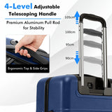 20 Inch Carry-on Luggage PC Hardside Suitcase TSA Lock with Front Pocket and USB Port-Navy