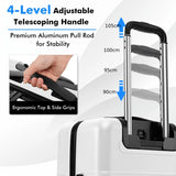20 Inch Carry-on Luggage PC Hardside Suitcase TSA Lock with Front Pocket and USB Port-White