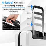 20 Inch Carry-on Luggage PC Hardside Suitcase TSA Lock with Front Pocket and USB Port-White