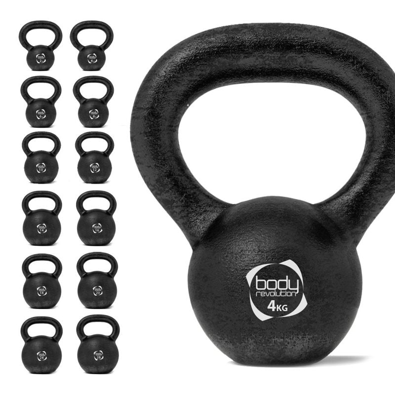 Body Revolution Cast Iron Kettlebell - Anti-Roll Design, Comfort Handle, Available from 2kg to 28kg for Home and Gym Workouts  6kg