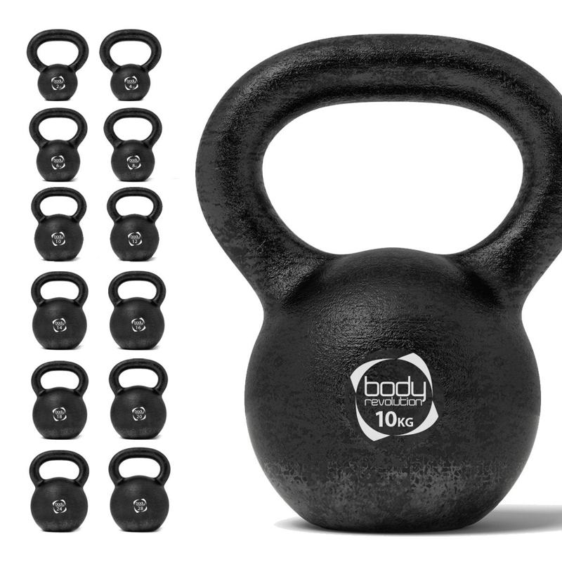 Body Revolution Cast Iron Kettlebell - Anti-Roll Design, Comfort Handle, Available from 2kg to 28kg for Home and Gym Workouts  6kg