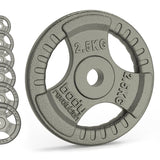 Cast Iron Weight Plates 1" Standard Tri Grip Pairs 2 x 2.5kg