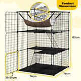 3-Tier Cat Enclosure Large Cat Cage with Comfy Hammock-Black